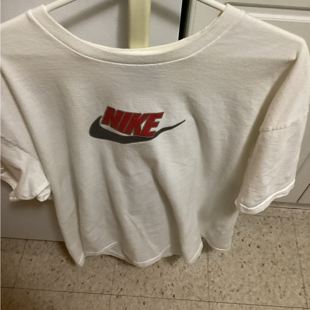 Nike White Tee with Red and Black Logo